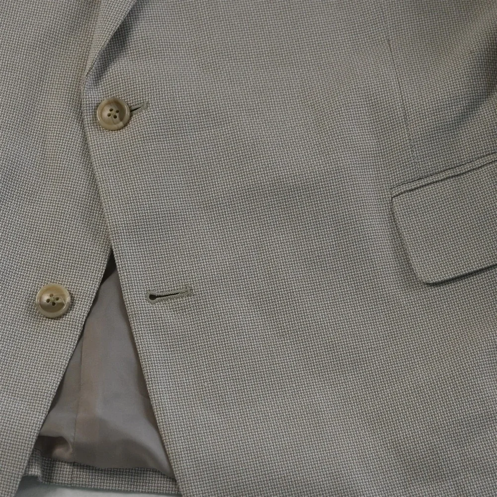 Stafford 50R Beige Basketweave 100% Cotton Mens‎ Blazer Suit Jacket Sport Coat